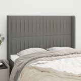 vidaXL Tăblie de pat cu aripioare gri &icirc;nchis 147x16x118/128 cm textil