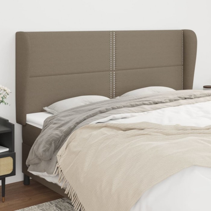 vidaXL Tăblie de pat cu aripioare gri taupe 183x23x118/128 cm textil 3117834