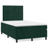 vidaXL Pat box spring cu saltea, verde &icirc;nchis, 120x190 cm, catifea 3270004