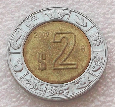 Mexic 2 pesos 2007 bimetal ** foto