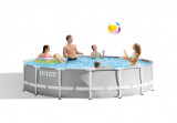 Set piscina cu cadru metal Intex, pompa, scara, covor protectie si prelata