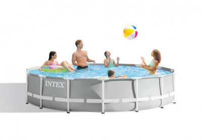 Set piscina cu cadru metal Intex, pompa, scara, covor protectie si prelata foto