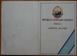 Legitimatie Medalia Meritul Militar clasa a II - a, 1952