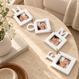 Cumpara ieftin Rama Foto Lemn Perete Home 4 Fotografii 7x7 Vintage Decorativa Alb 70cm