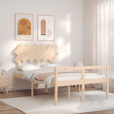 vidaXL Cadru de pat senior cu tăblie dublu, lemn masiv foto