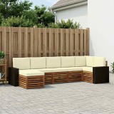 vidaXL Set canapea sectională gradina 7 piese lemn acacia Natural Crem modular confortabil