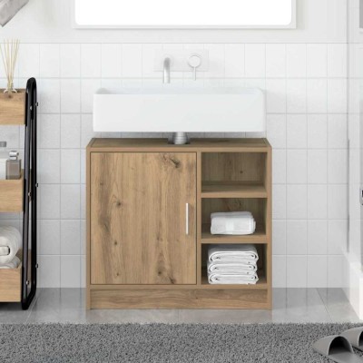 vidaXL Cabinet pentru Chiuvetă Stejar Artizanal 63x29x55 cm Lemn prelucrat foto