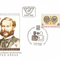 CRUCEA ROSIE ANIVERSARE 100 DE ANI AUSTRIA FDC 1980