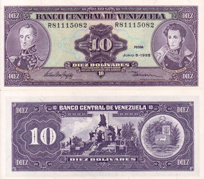 VENEZUELA 10 bolivares 1995 UNC!!! foto