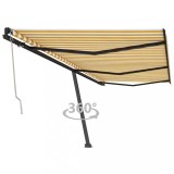 VidaXL Copertină autonomă retractabilă automat galben &amp; alb 600x350 cm