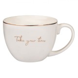 Cană New Bone, Model &Ccedil;&times;Take your Time&Ccedil;Ł, Culoare Ecru, Capacitate 420 ml, Oem