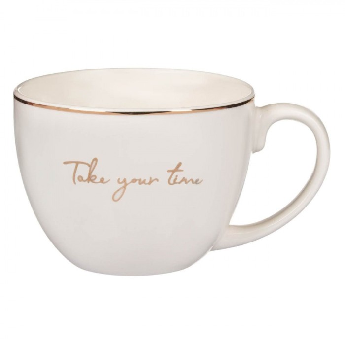 Cană New Bone, Model &Ccedil;&times;Take your Time&Ccedil;Ł, Culoare Ecru, Capacitate 420 ml