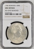 100000 LEI 1946 . UNC DETAILS . GRADATA NGC. PIESA DE COLECTIE