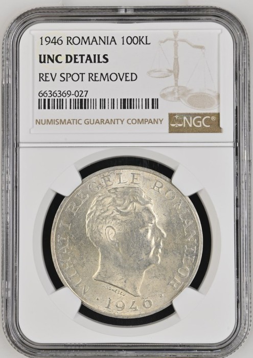 100000 LEI 1946 . UNC DETAILS . GRADATA NGC. PIESA DE COLECTIE