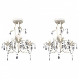 Candelabre suspendate de plafon cu cristale 2 buc. alb elegant