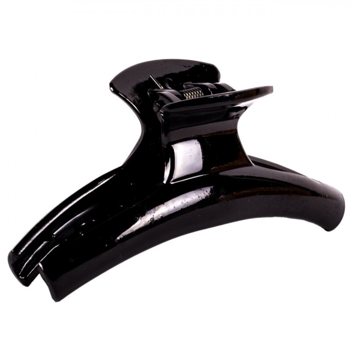 Clamă Păr, Model Simplu, Neagră Strălucitoare, 9.5cm, Plastic