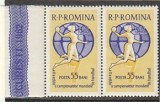 ROMANIA 1962 LP 537 A II-A EDITIE A C.M. FEMININE DE HANDBAL IN 7 PERECHE ORIZONTALA MNH