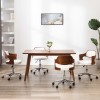 VidaXL Scaune pivotante, 4 buc. alb, lemn curbat &amp; piele ecologică 3054930