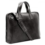 Geanta dama portlaptop din piele naturala vachetta, neagra, GD4453