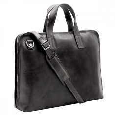 Geanta dama portlaptop din piele naturala vachetta, neagra, GD4453