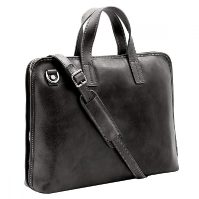 Geanta portlaptop din piele naturala vachetta, neagra, S4453 foto