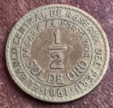 C50 - Moneda foarte veche - Peru - 1/2 sol de oro - 1961