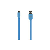 Cablu Date si Incarcare USB la MicroUSB Tellur Basic Flat, 1 m, Albastru TLL155011