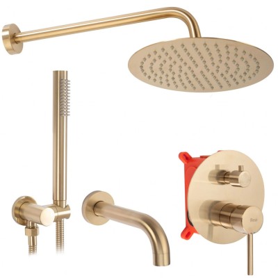 Set de duș incastrat Rea Lungo Brush Gold Auriu cu BOX foto