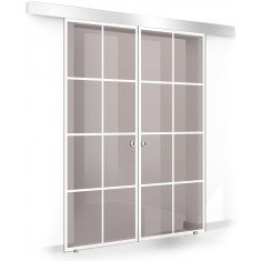 Usa culisanta Boss &reg; Duo model Residence alb, 80+80x215 cm, sticla bronz securizata, glisanta in ambele directii