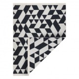 Covor TWIN 22992 geometric, bumbac, cu două fețe, Franjuri ecologice - negru / crem, 80x150 cm