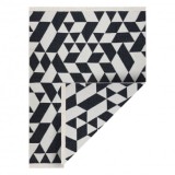 Covor TWIN 22992 geometric, bumbac, cu două fețe, Franjuri ecologice - negru / crem, 60x90 cm