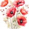 Sticker decorativ, Buchet de Flori Maci, Rosu, 65 cm, 1350STK-1