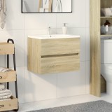 vidaXL Dulap Chiuvetă Baie Stejar Sonoma 60x38.5x45cm PAL Maro | Corp Mobilier Bază Chiuvetă Suspendat