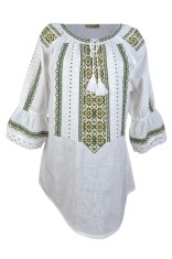 Bluza dama tip ie 024, alb crystal/verde , marimea M