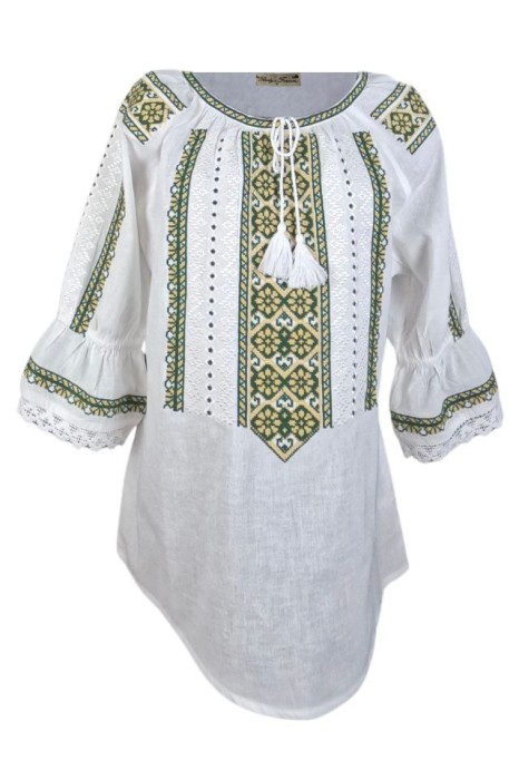 Bluza dama tip ie 024, alb crystal/verde , marimea XL