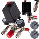 Presostat universal cu regulator pe presiune si manometru (S10681), Silver