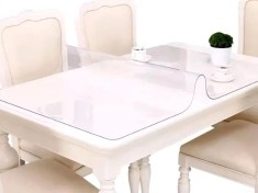 Fata de masa transparenta, 160x100 cm, grosime 0,6 mm, aspect ca de sticla foto