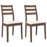 Cumpara ieftin Scaune sufragerie cu perne 2 buc. cauciuc din lemn masiv maro