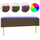 Cumpara ieftin Tablie de pat cu LED, maro inchis, 183x16x78/88 cm, textil