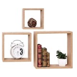 Cumpara ieftin Set 3 rafturi cub din MDF, culoare bej, sistem montaj ascuns, 23x23 cm, 18x18 cm, 12.7x12.7 cm