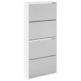 Pantofar cu oglinda, 4 niveluri, alb extralucios, 63x17x134 cm