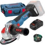 Bosch GWX 18V-10 SC X-LOCK + GAL 1880 CV - Polizor unghiular fara acumulatori Li-Ion 18 V - Ah 125 mm valiza speciala accesorii + Incarcator acumulato