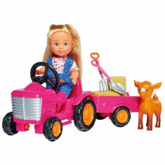 Set Papusa Simba Evi Love 12 cm, Tractor cu Remorca si Accesorii foto