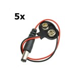 Conector baterie de 9V cu mufă DC - 5 bucăți