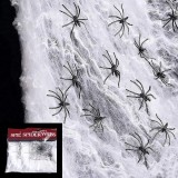 Set de 2 panze si 8 paianjeni artificiali pentru Halloween Yelyan, poliester/plastic, alb/negru