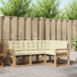 vidaXL Set de canapele de exterior cu pernă 4 pcs Alb și crem 3389428