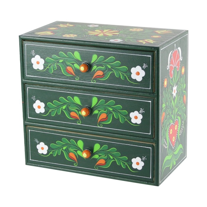 Cutie din lemn tip Dulap cu 3 sertare, pictata manual 25x14x23 CM
