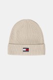 Tommy Jeans căciulă din bumbac culoarea bej, AW0AW17899