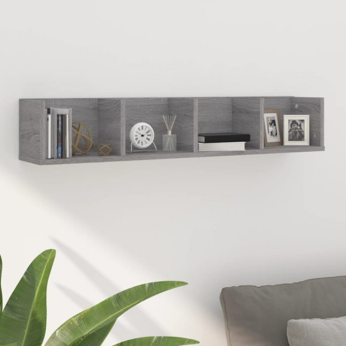 vidaXL Raft de perete CD-uri, gri sonoma, 100x18x18 cm, lemn prelucrat