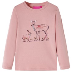 Tricou de copii cu m&acirc;neci lungi, roz, 128